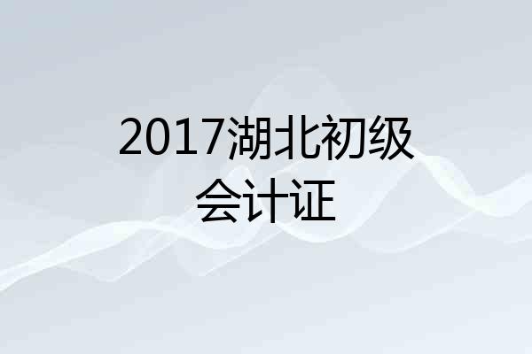 2017湖北初级会计证