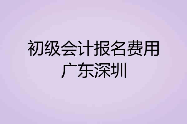 初级会计报名费用广东深圳