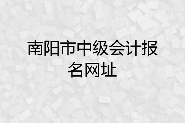南阳市中级会计报名网址