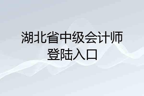 湖北省中级会计师登陆入口