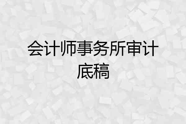 会计师事务所审计底稿