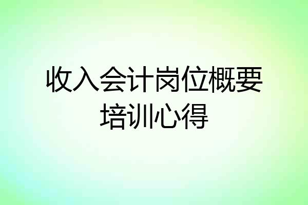 收入会计岗位概要培训心得