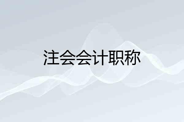 注会会计职称