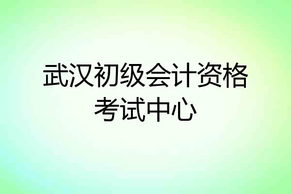 武汉初级会计资格考试中心