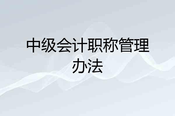 中级会计职称管理办法