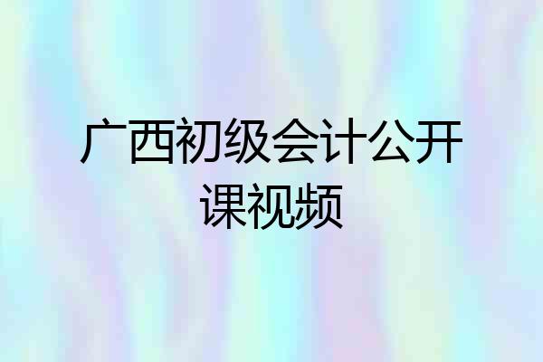 广西初级会计公开课视频