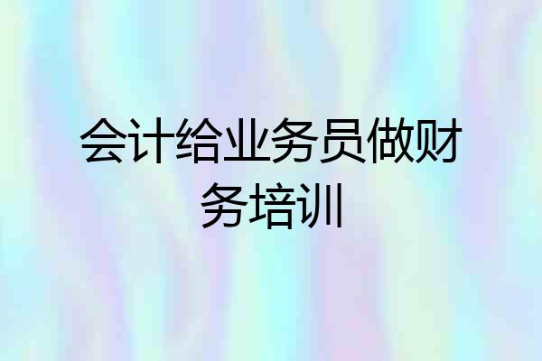 会计给业务员做财务培训