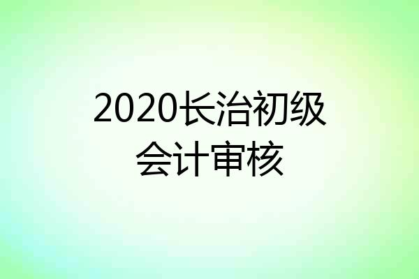 2020长治初级会计审核