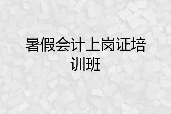 暑假会计上岗证培训班