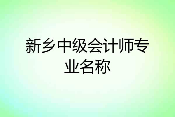 新乡中级会计师专业名称
