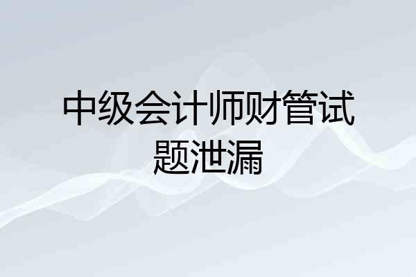 中级会计师财管试题泄漏