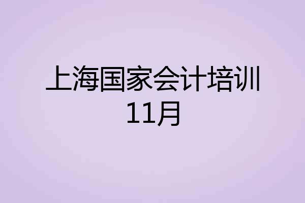 上海国家会计培训11月