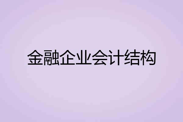 金融企业会计结构