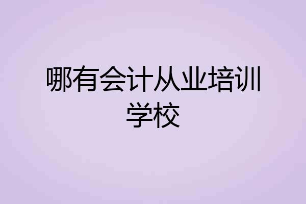 哪有会计从业培训学校
