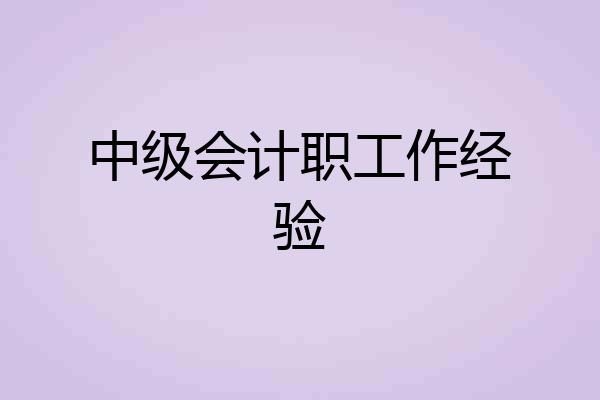 中级会计职工作经验