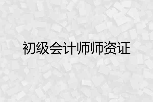 初级会计师师资证