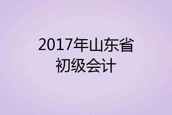 2017年山东省初级会计