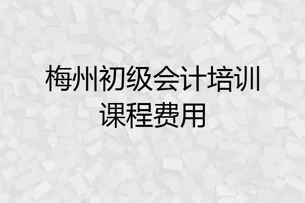 梅州初级会计培训课程费用