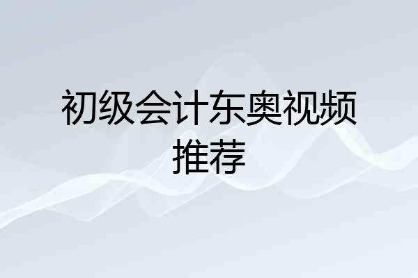 初级会计东奥视频推荐