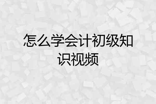 怎么学会计初级知识视频