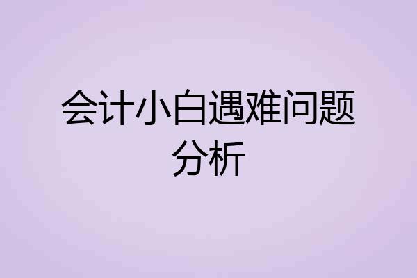 会计小白遇难问题分析