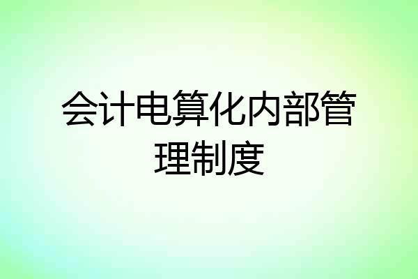 会计电算化内部管理制度