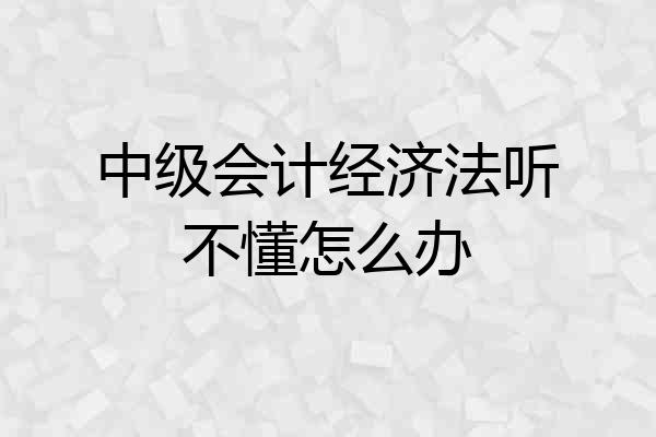 中级会计经济法听不懂怎么办