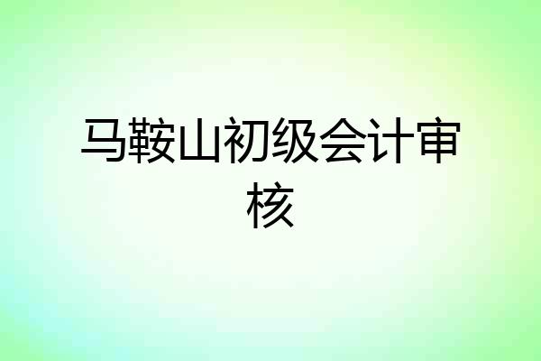 马鞍山初级会计审核