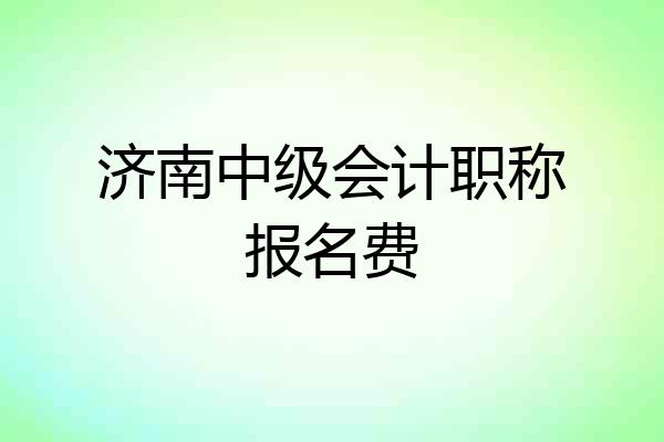 济南中级会计职称报名费