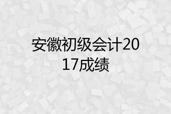 安徽初级会计2017成绩