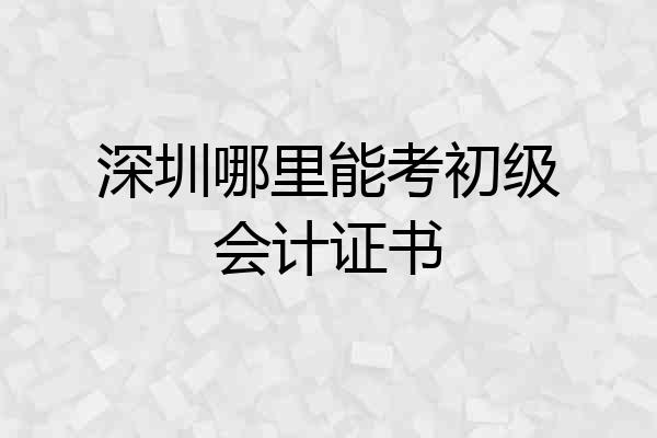 深圳哪里能考初级会计证书
