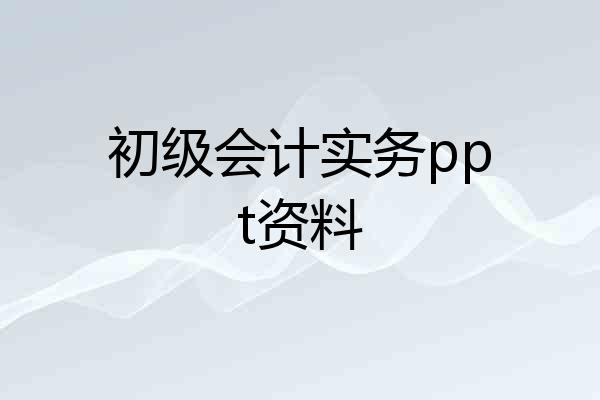 初级会计实务ppt资料