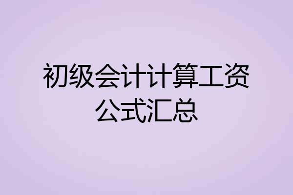 初级会计计算工资公式汇总