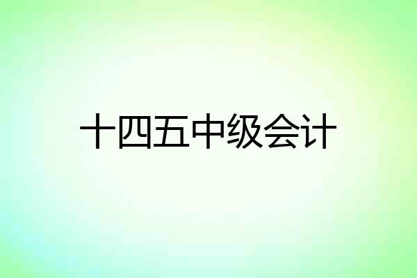 十四五中级会计