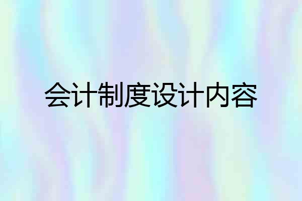 会计制度设计内容