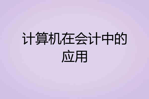 计算机在会计中的应用