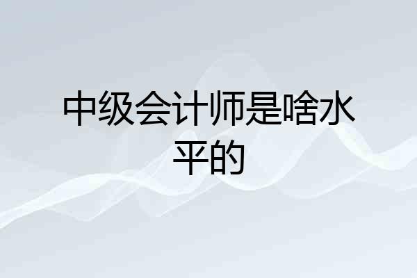 中级会计师是啥水平的