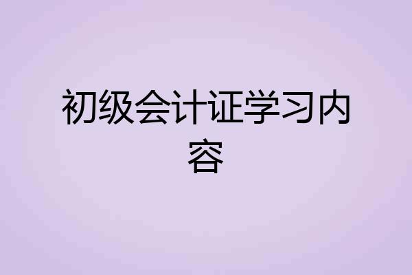 初级会计证学习内容