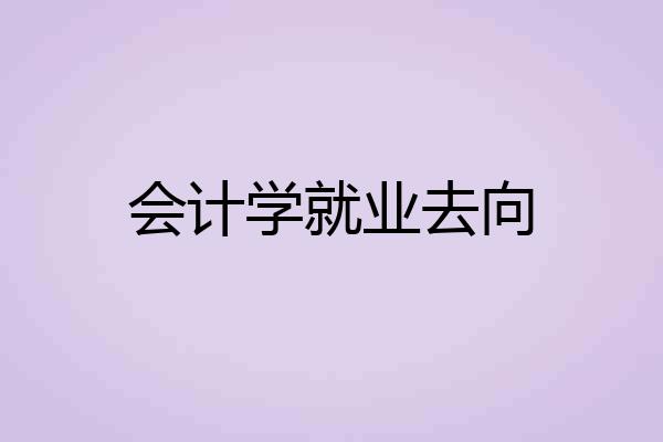 会计学就业去向