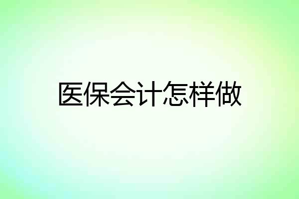 医保会计怎样做