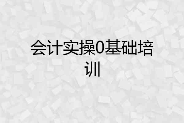 会计实操0基础培训