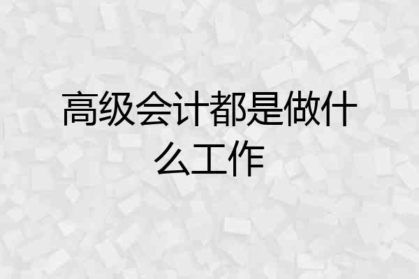 高级会计都是做什么工作