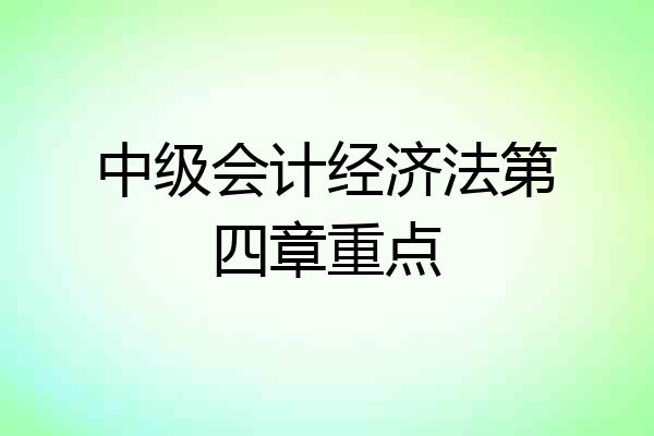中级会计经济法第四章重点