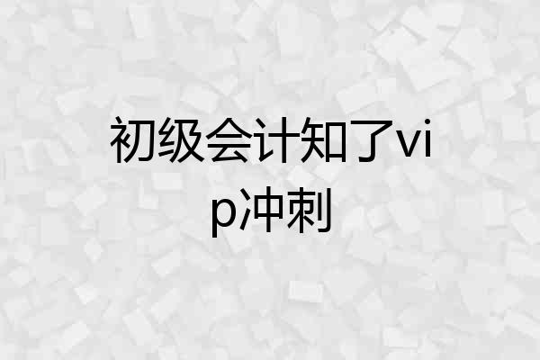 初级会计知了vip冲刺