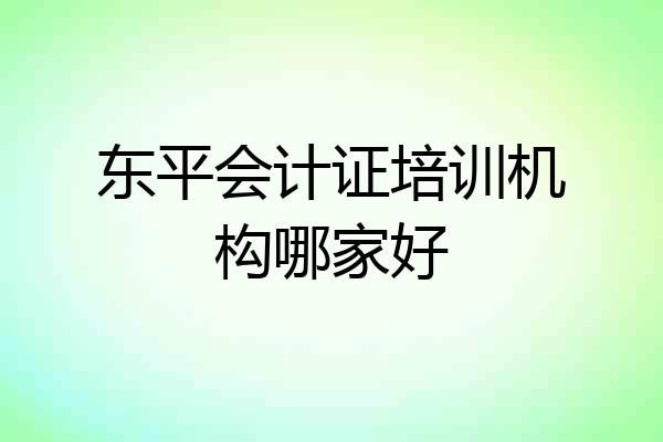 东平会计证培训机构哪家好