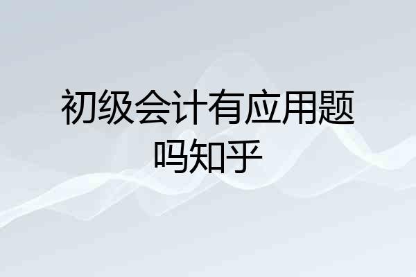 初级会计有应用题吗知乎
