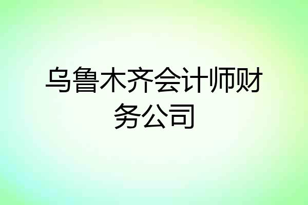 乌鲁木齐会计师财务公司