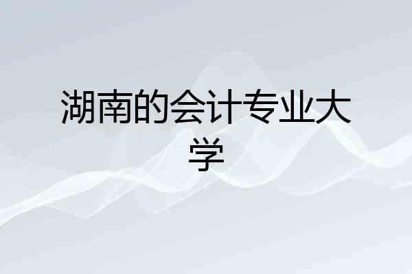 湖南的会计专业大学