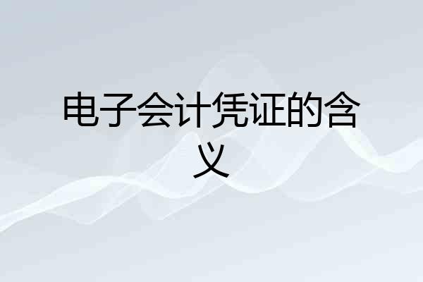 电子会计凭证的含义