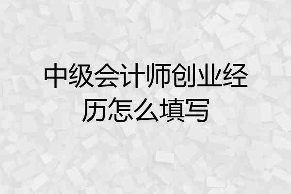 中级会计师创业经历怎么填写